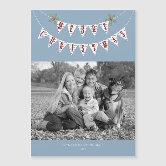 Rustic Banner - Magnetische kerstfotokaart (Voorkant)