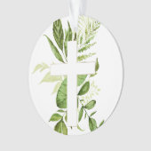 Rustic Baptism Greenery Cross Favor Ornament (voorkant)