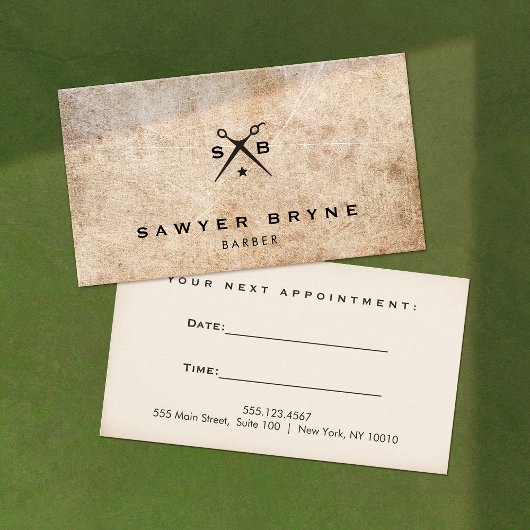 Rustic Barber Shop Scissors Appointment Afsprakenkaartje
