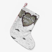 Rustic Bark Wood CarveHeart Greenery Brown Kleine Kerstsok (Voorkant (Hangend))