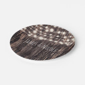 Rustic Bark Wood & String Lights Herfst Party Papieren Bordje (Gekanteld)