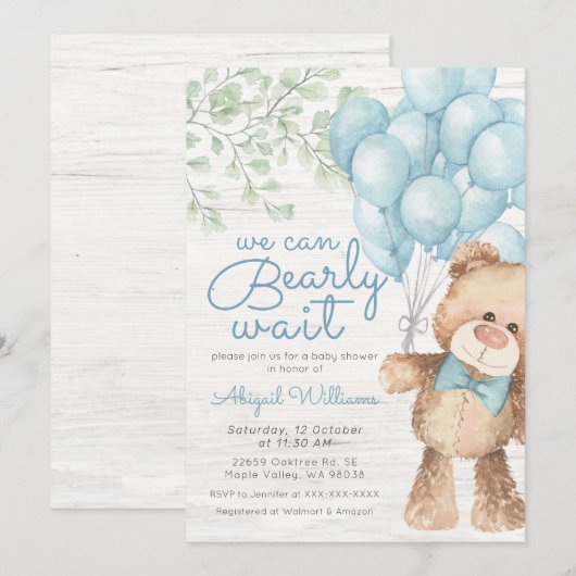 Rustic Barly Wait Blue Beer Boy Baby shower Kaart (Voorkant / Achterkant)