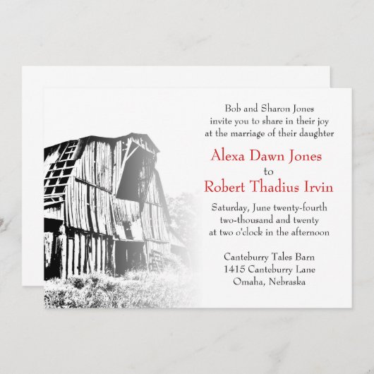 Rustic Barn 2 Wedding Uitnodiging (Voorkant / Achterkant)