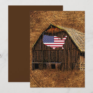 Rustic Barn American Flag Bedankkaart