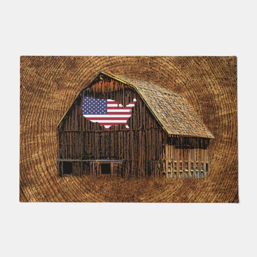 Rustic Barn American Flag Deurmat (Voorkant)