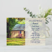 Rustic Barn American Flag Famille Invitation de ré (Debout devant)