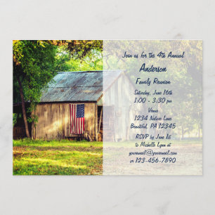 Rustic Barn American Flag Famille Invitation de ré
