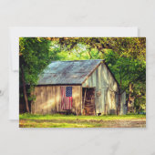 Rustic Barn American Flag Family Reunion Uitnodige Kaart (Achterkant)
