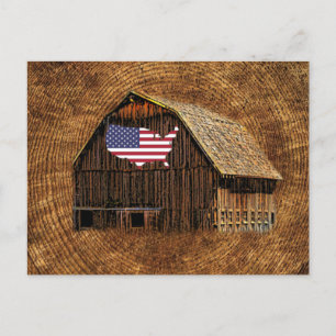 Rustic Barn American Flag Uitnodiging Briefkaart