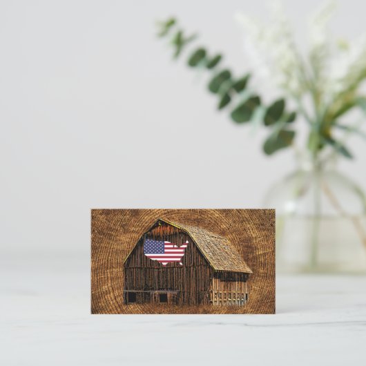 Rustic Barn American Flag Visitekaartje (Staand voorkant)