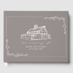 Rustic Barn Amethyst Grey Farm Mariage Livre d'inv<br><div class="desc">L'art linéaire a inspiré l'illustration de la grange sur l'arrière - plan gris améthyste.</div>