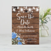 Rustic Barn Blue Roos Baby's Schatten de datum op Kaart (Staand voorkant)