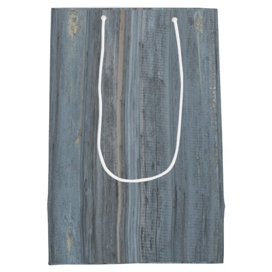 Rustic Barn Board en Poinsettia ~ Family Photo Medium Cadeauzakje (Achterkant)