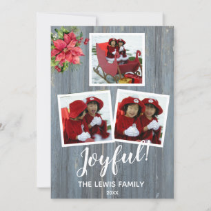 Rustic Barn Board, gepersonaliseerd met 3 foto's Kaart