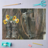 Rustic Barn Board Horse Cowboy Boots zonnebloemen Tissuepapier (Craft)
