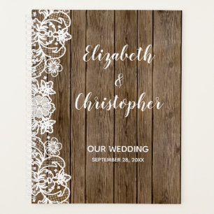 Rustic Barn Bois blanc dentelle Mariage de calligr