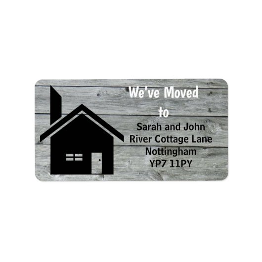 Rustic Barn Chimney Nous Avons Déménagé Étiquette (Devant)