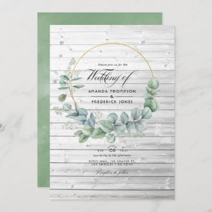 Rustic Barn Country Geometric Eucalyptus Wedding Kaart
