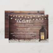 Rustic Barn Lantern String Light Wedding Details Kaart (Voorkant / Achterkant)