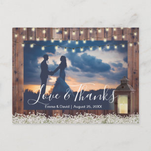 Rustic Barn Lantern String Lights Foto bedankt Briefkaart