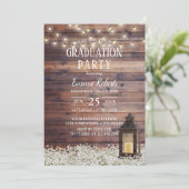 Rustic Barn Lantern String Lights Graduparty Kaart (Staand voorkant)