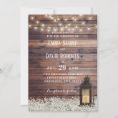 Rustic Barn Lantern String Lights Land Wedding Kaart (Voorkant)
