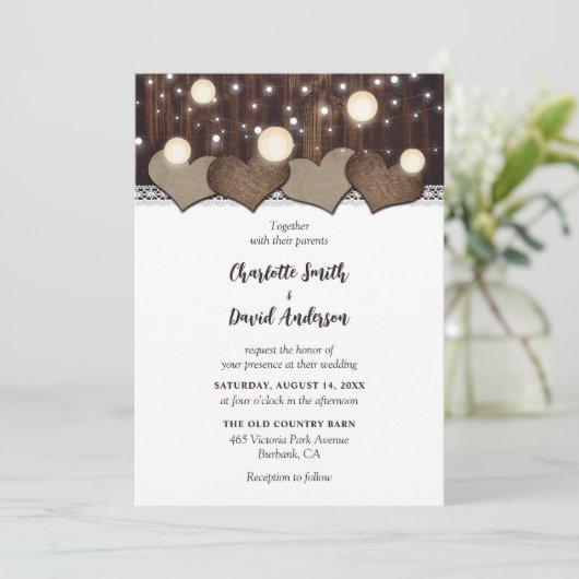 Rustic Barn Lantern Wedding Invitations Kaart (Staand voorkant)