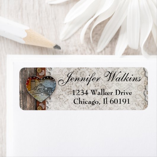 Rustic Barn Mariage campagnard Étiquettes de adres (En situation)