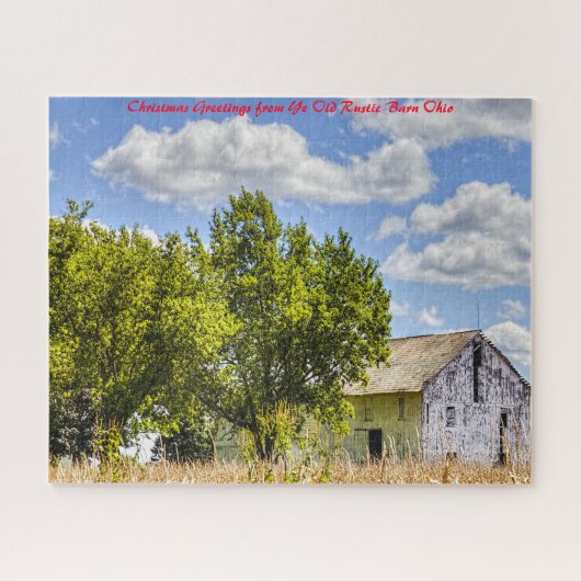Rustic Barn Ohio. Kerstgroeten Legpuzzel (Horizontaal)