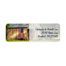 Rustic Barn Patriotic US American Flag Address Etiket