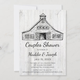 Rustic Barn Photo Couples Shower Invitation Aankondiging