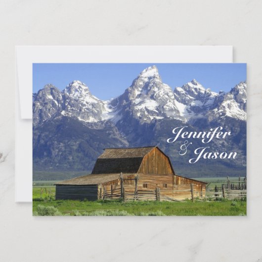 Rustic Barn Rocky Mountain Wedding Invitations Kaart (Voorkant)