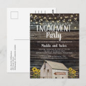 Rustic Barn Sunflower Wood Engagement Party Briefkaart (Voorkant / Achterkant)