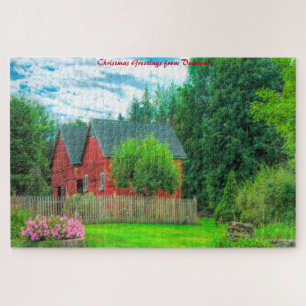 Rustic Barn Vermont. Kerstgroeten Legpuzzel