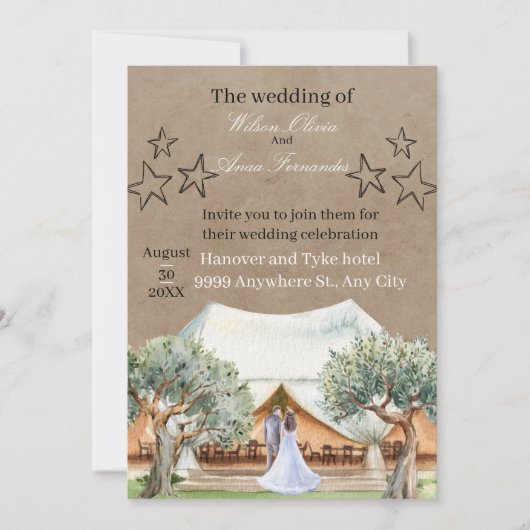 Rustic Barn Wedding Invitation Template | Watercol Kaart (Voorkant)