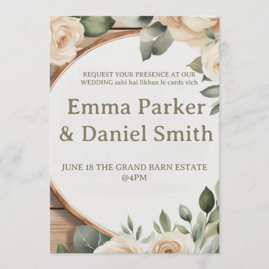 Rustic Barn Wedding Invitation with String Lights  (Devant)