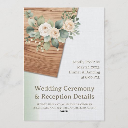 Rustic Barn Wedding Invitation with String Lights  Kaart (Achterkant)