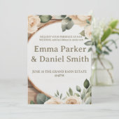 Rustic Barn Wedding Invitation with String Lights  Kaart (Staand voorkant)