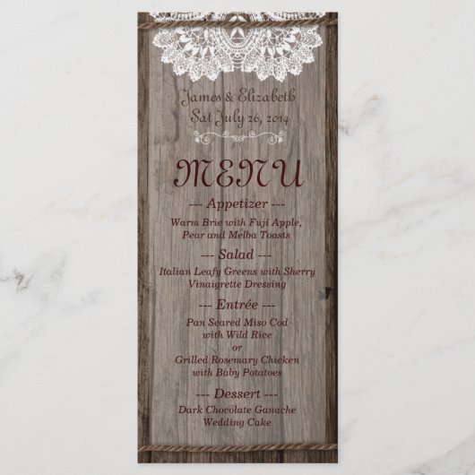 Rustic Barn Wedding Menu (Voorkant)