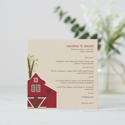 Rustic Barn Wedding Menu Card (Staand voorkant)