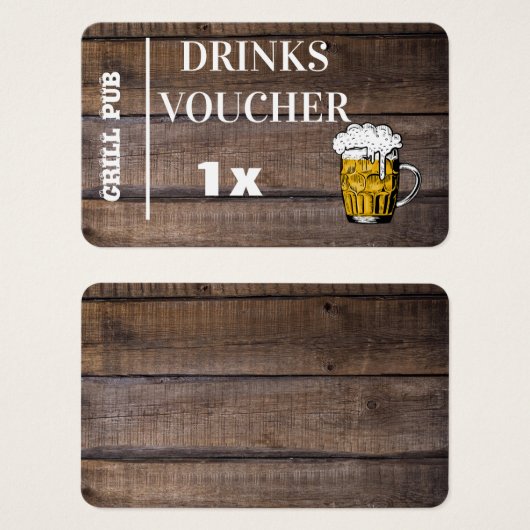 Rustic Barn Wedding Party Free Drinks Voucher Card (Devant & derrière)