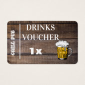 Rustic Barn Wedding Party Free Drinks Voucher Card (Devant)