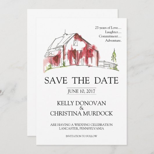 Rustic Barn Wedding Save the Date (Voorkant / Achterkant)