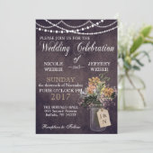 Rustic Barn Wedding String Lights Mason Jar Kaart (Staand voorkant)