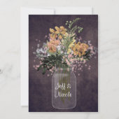 Rustic Barn Wedding String Lights Mason Jar Kaart (Achterkant)