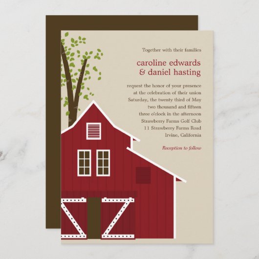 Rustic Barn Wedding Uitnodiging (Voorkant / Achterkant)