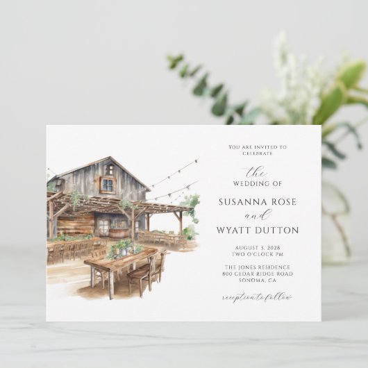 Rustic Barn Wedding Uitnodiging (Staand voorkant)