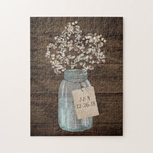 Rustic Barn Wedding Wood Mason Jar Babys Legpuzzel (Verticaal)