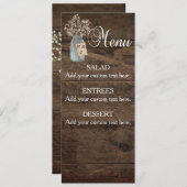 Rustic Barn Wedding Wood Mason Jar Babys Menu (Voorkant / Achterkant)