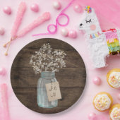 Rustic Barn Wedding Wood Mason Jar Babys Papieren Bordje (Feest)